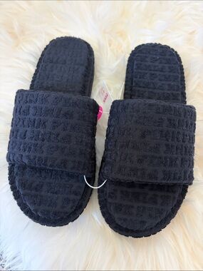PINK Victoria's Secret Black Slide Slippers